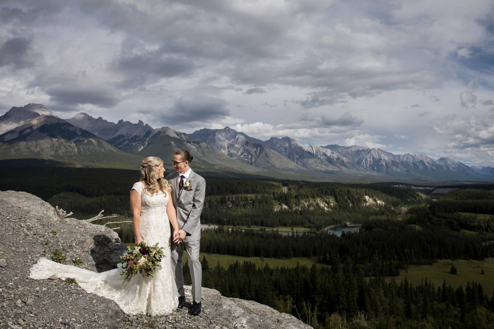 Banff Tunnel Mountain Reservoir Wedding Ceremony, Banff Ceremony Location, Banff Elopement Photograp