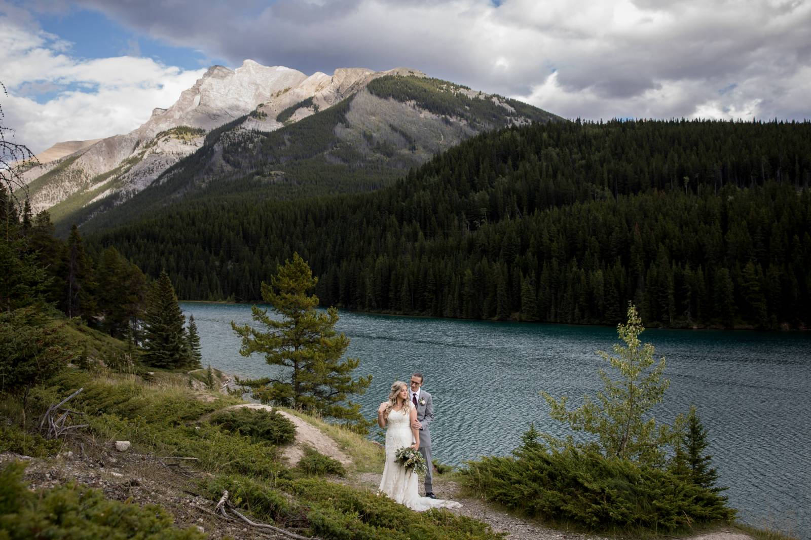 Banff Tunnel Mountain Reservoir Wedding Ceremony, Banff Ceremony Location, Banff Elopement Photograp