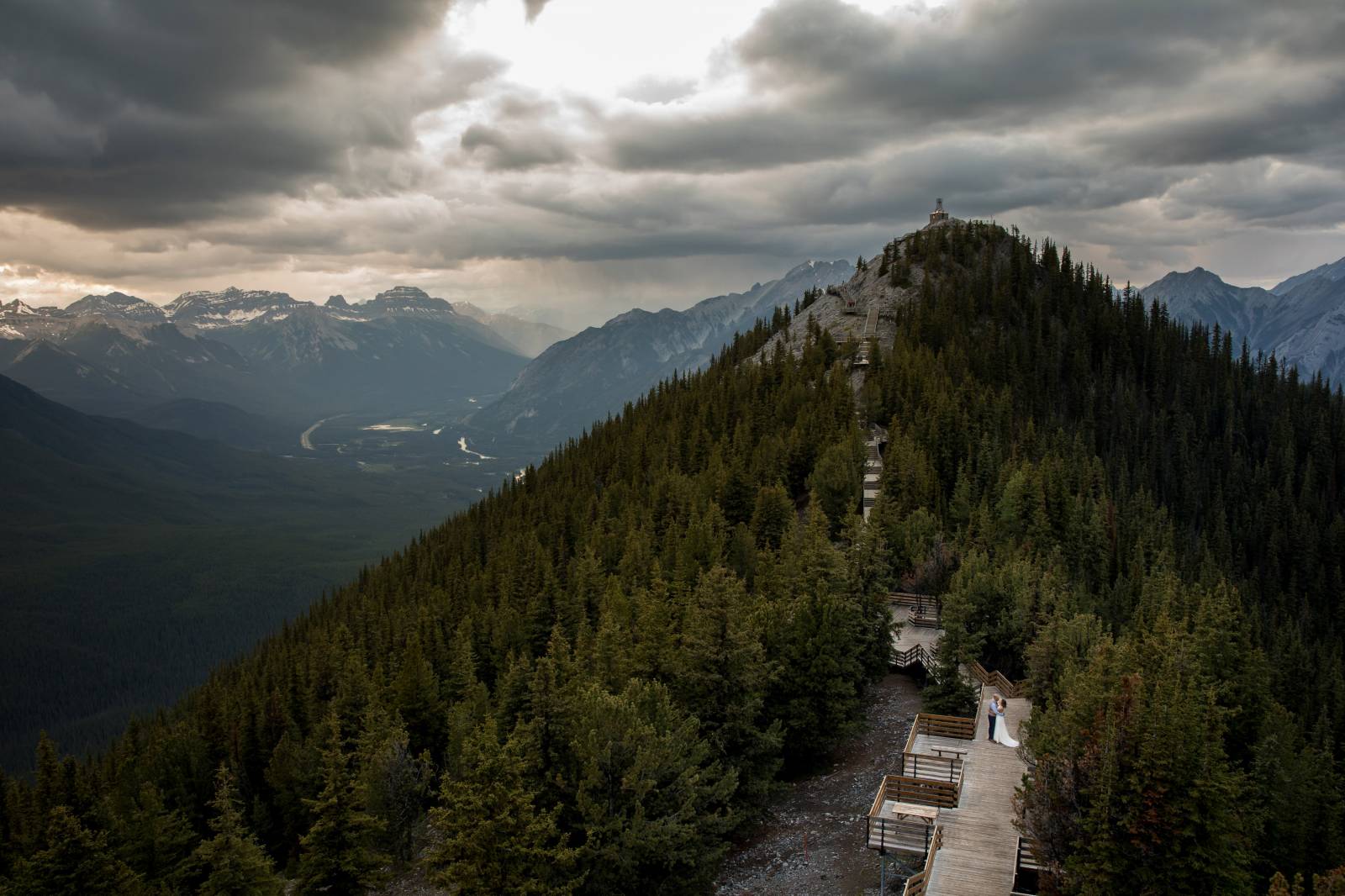 Sky Bistro Elopement, Banff Gondola Wedding and Elopement, Mountaintop Elopement, Bride and groom mo