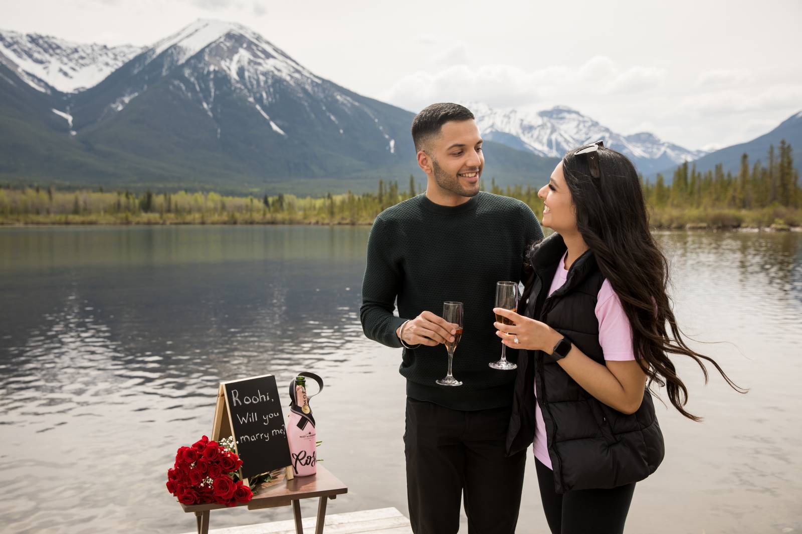 Vermillion Lakes Proposal, Vermillion Lakes Engagement Photos, Banff Proposal Photographer, Mountain