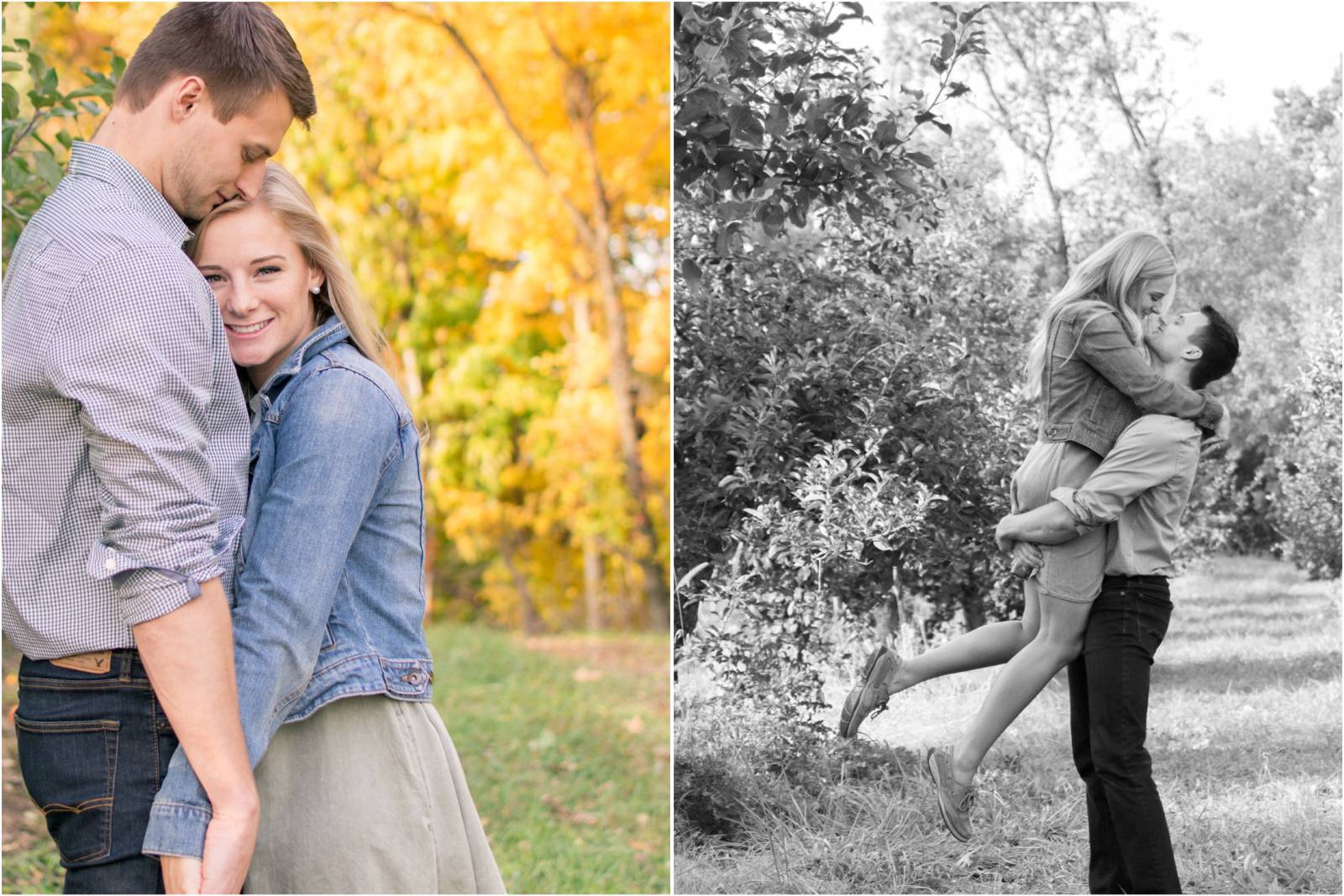 falltime engagement in an orchard