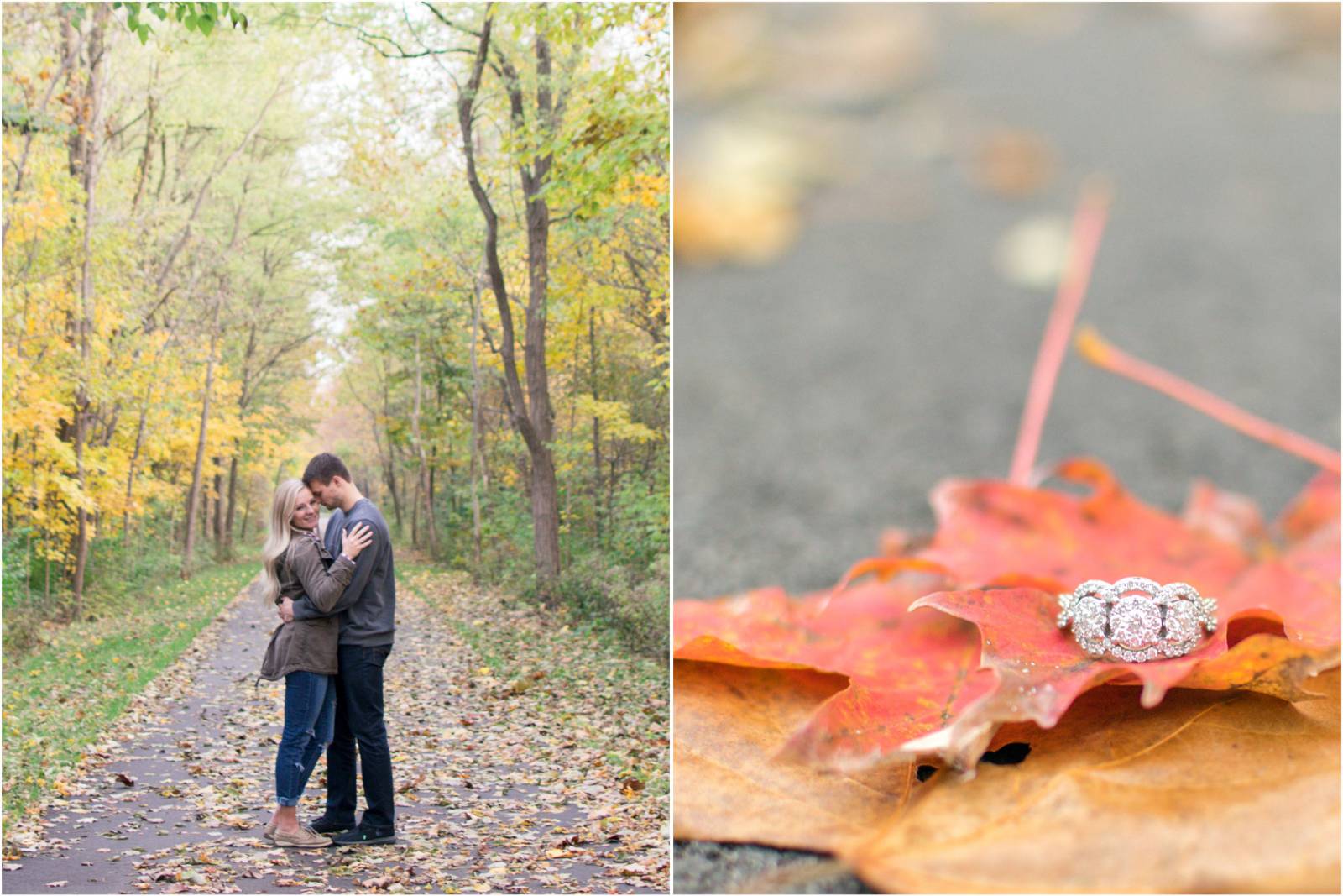 engagement ring fall leaf