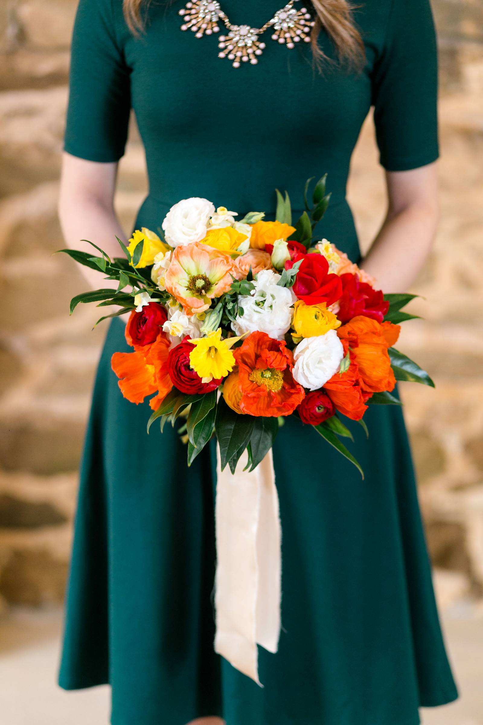 vibrant bridesmaids bouquet