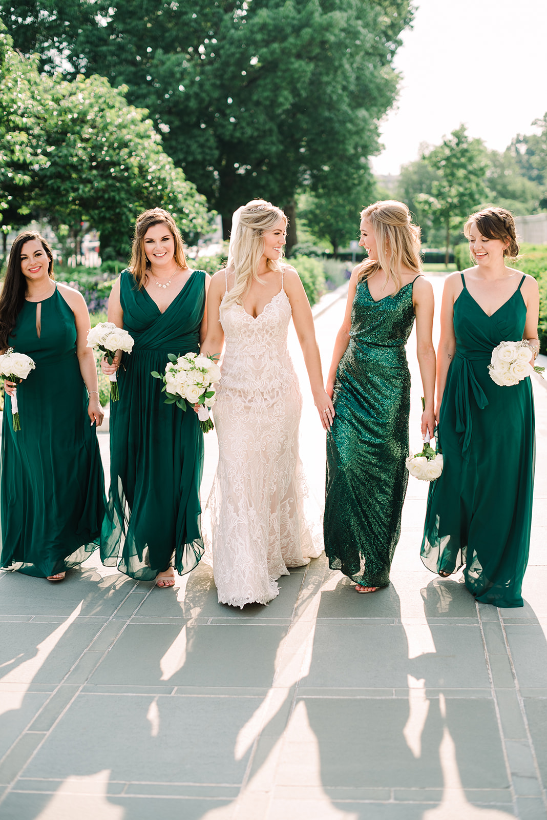 Emerald and Sequins Bridesmaids Dresses