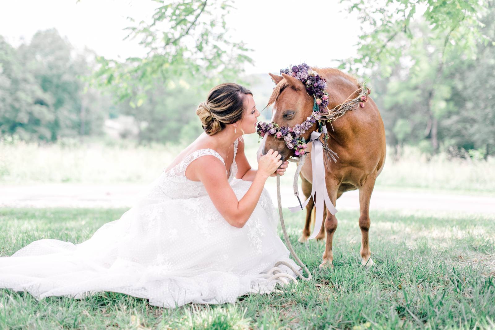 Bridal portrait with horse