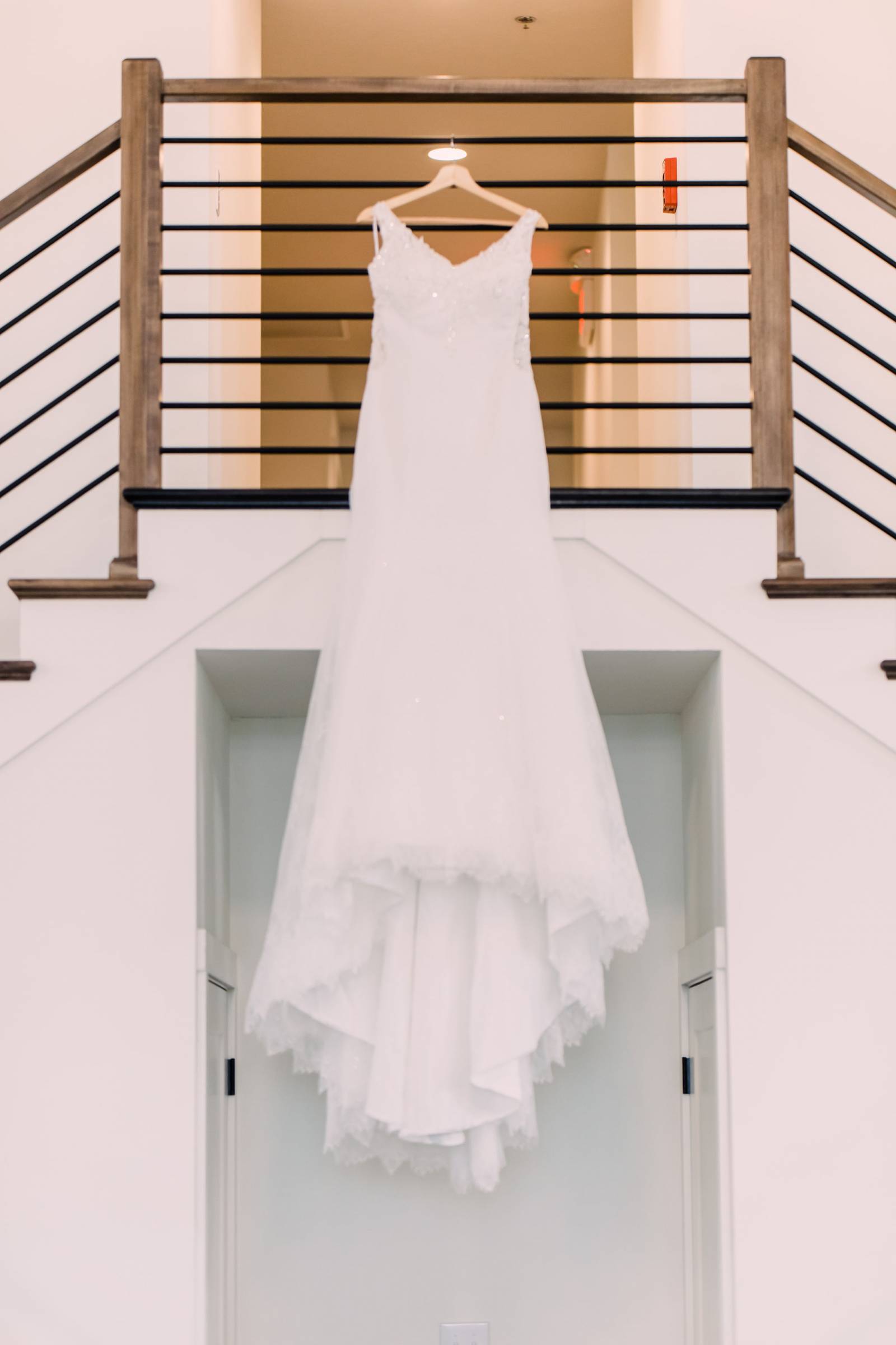 Hanging wedding gown