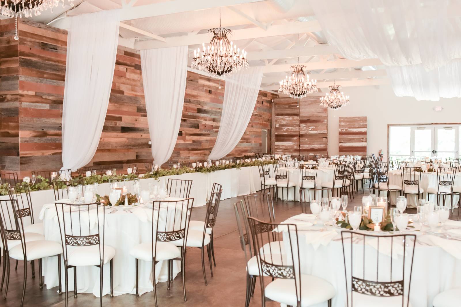 all white decor crystal ball room