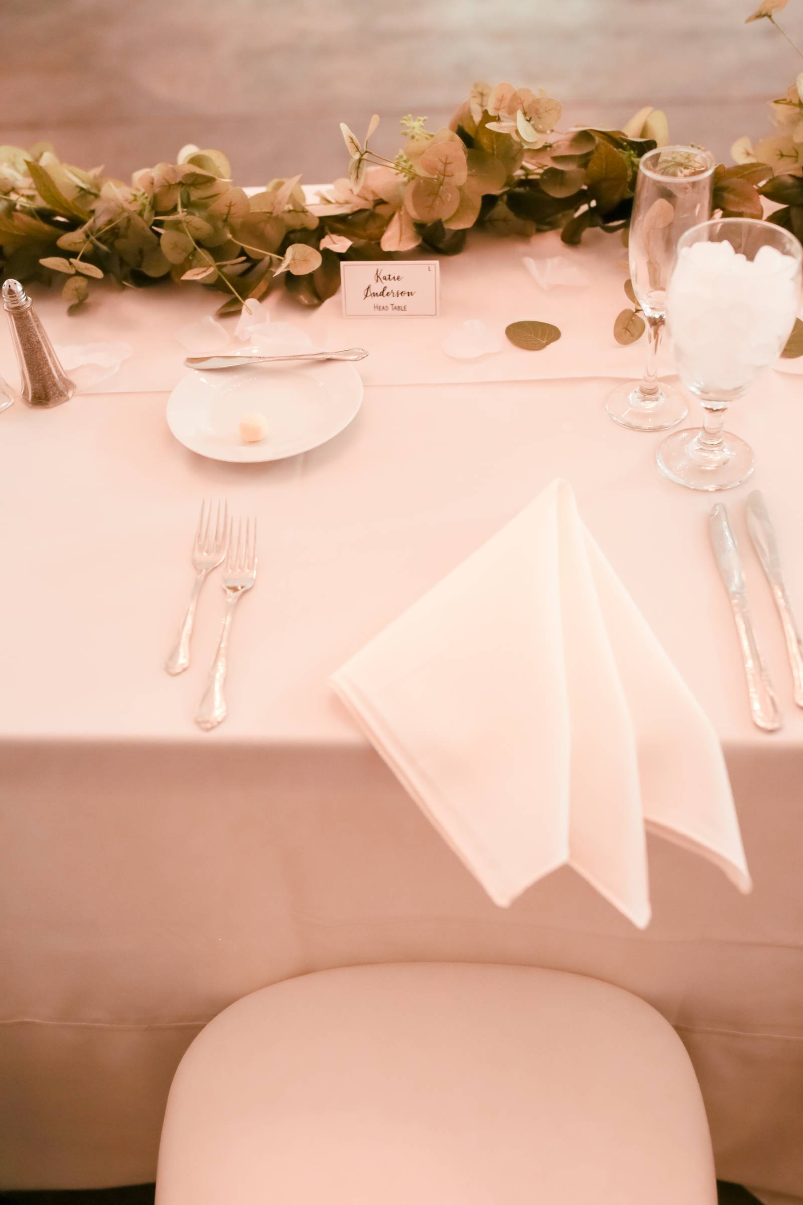 white linen napkin in a trifold