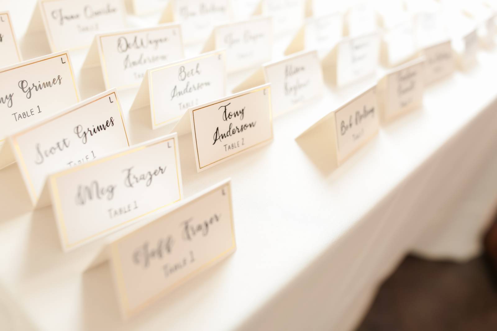 calligraphy escort cards