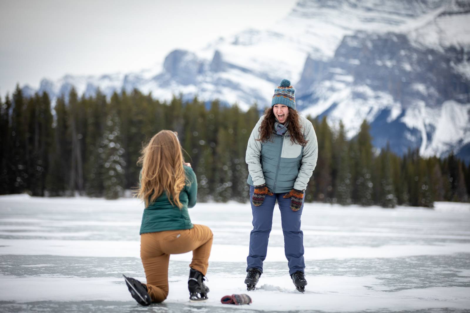 Banff Engagement Photographers, Canmore Engagement Photographers, Surprise proposal photographers